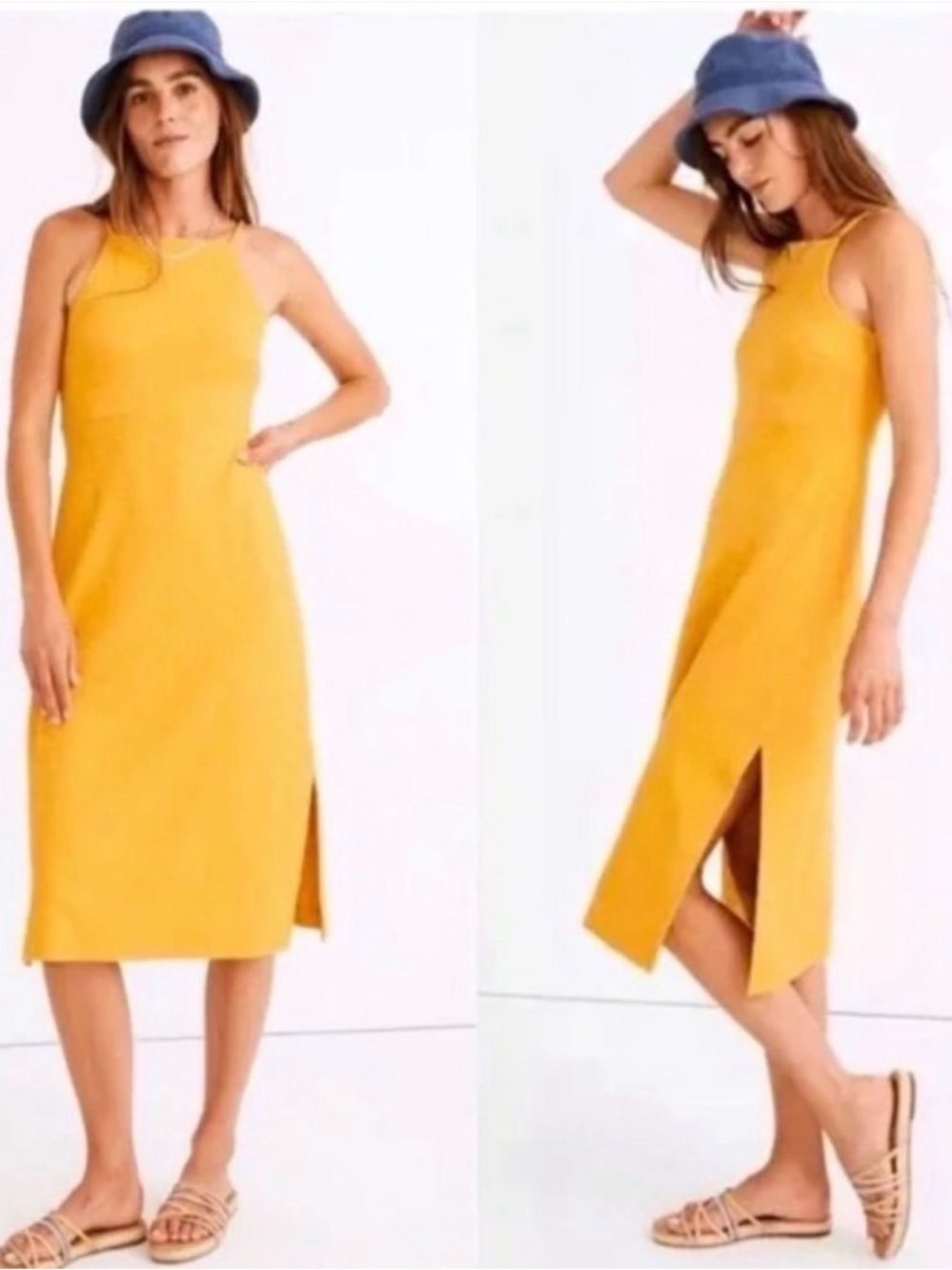 Madewell Knit Apron Cami Dress – Tungsten Glow Mustard Yellow – XL